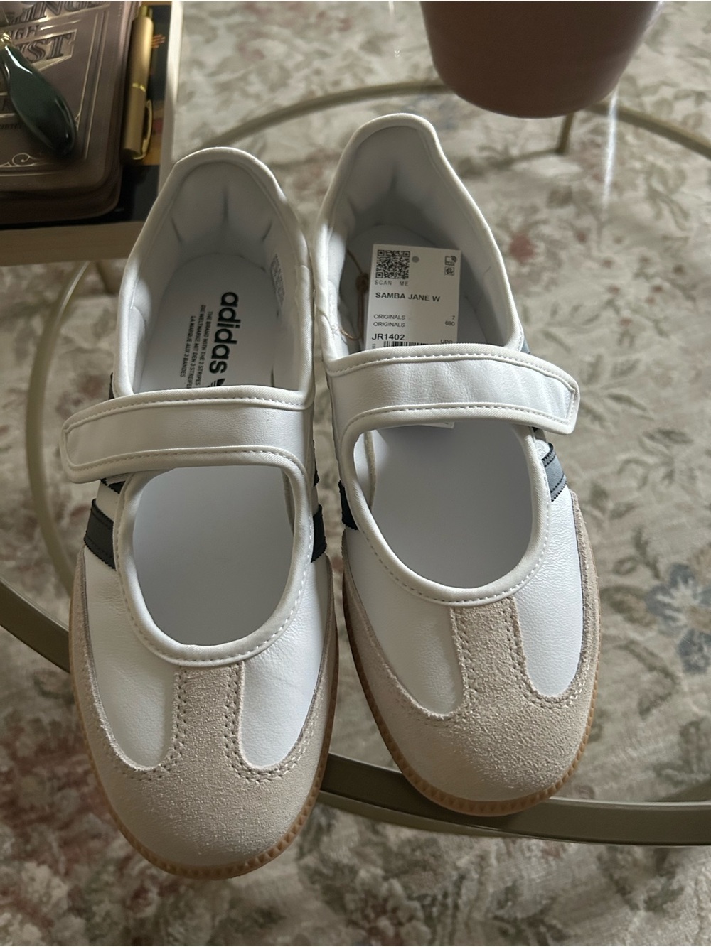 Adidas women Samba Jane W White and Beige Mary Jane Shoes size7